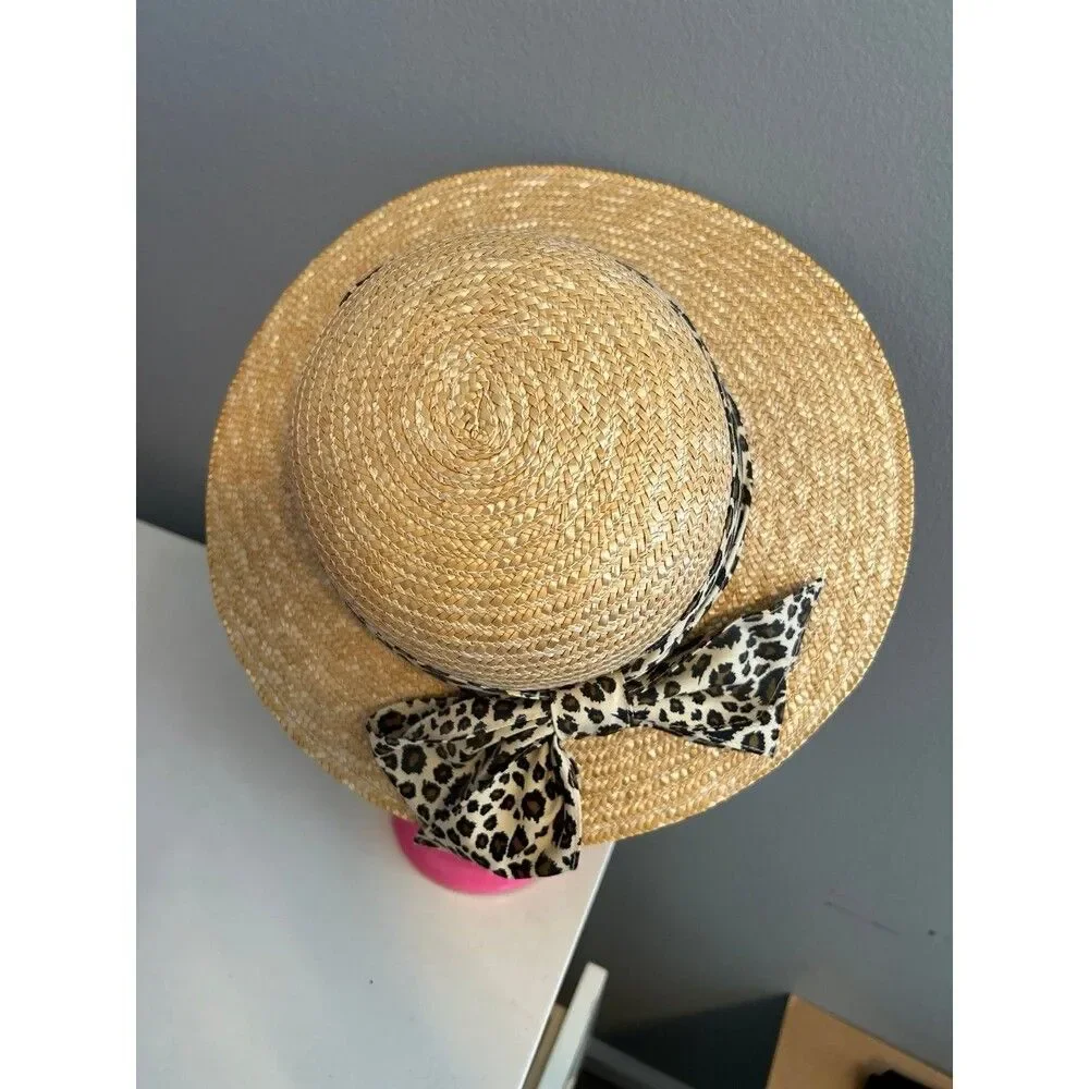 Disney Animal Kingdom Straw Safari Hat w/ Minne Mouse Leopard print band Girls V